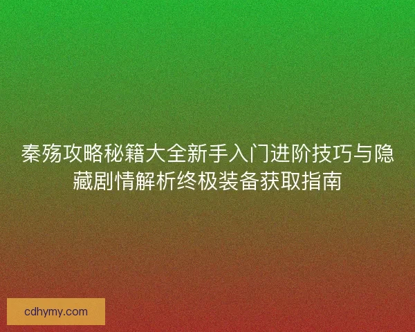 秦殇攻略秘籍大全新手入门进阶技巧与隐藏剧情解析终极装备获取指南